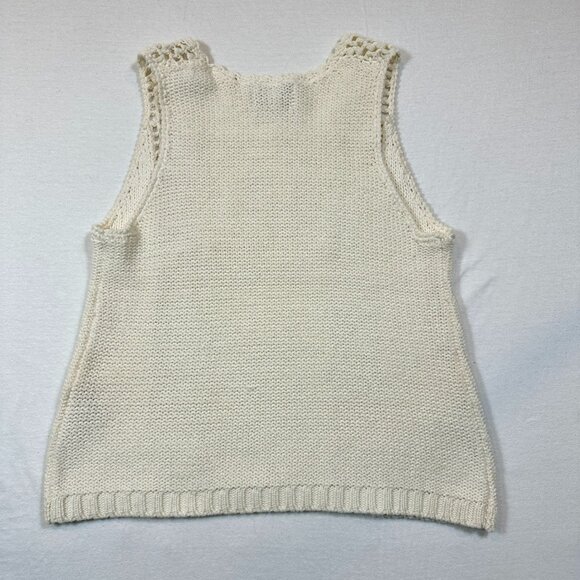 Anthropologie Pepin Women's XS Boho Crochet/Knit Sleeveless Top Ivory/Cream - Picture 3 of 8